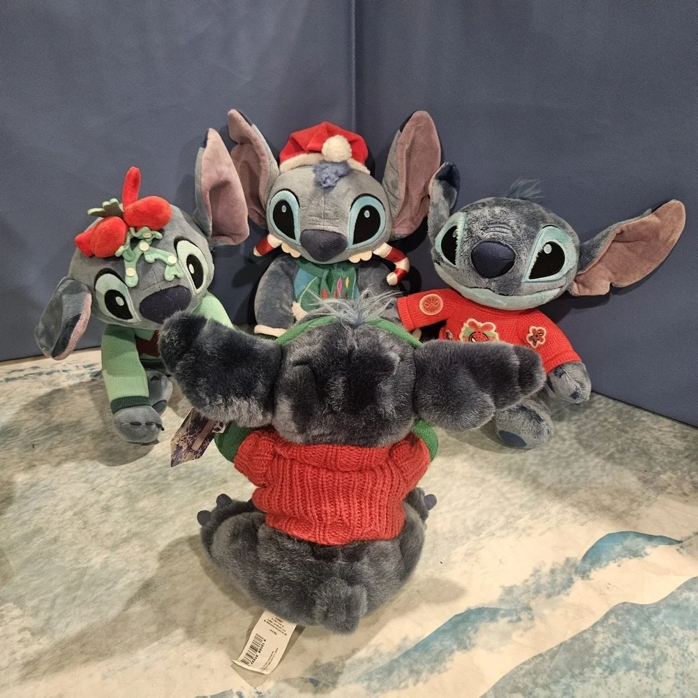 Disney Stitch‎ Christmas Holiday Plush Bundle 4 Lilo & Stitch Santa Naughty Elf